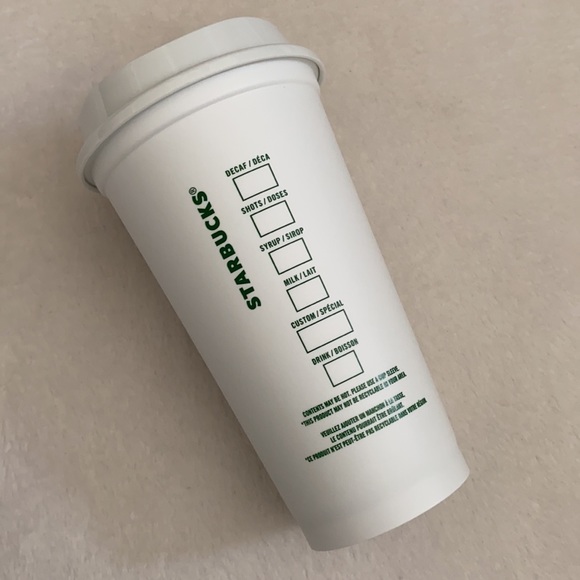 {NWOT} Starbucks | Reusable Coffee Mug Water Cup Plastic White/Green 16oz Grande - Picture 4 of 15
